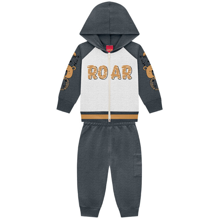 Conjunto Infantil de Frio Menino Blusa Moletom e Calça Moletom Roar - Kyly
