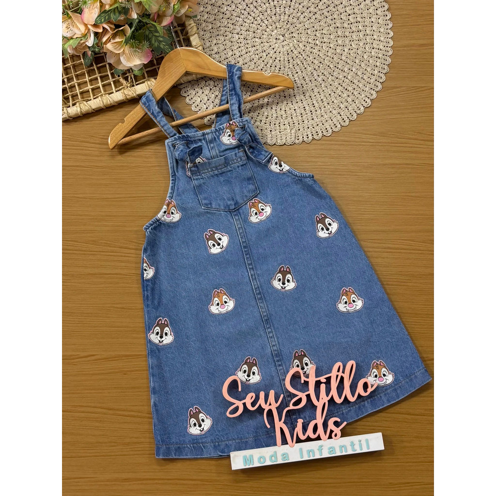 Salopete Infantil Momi Inverno Jeans Tico e Teco Disney