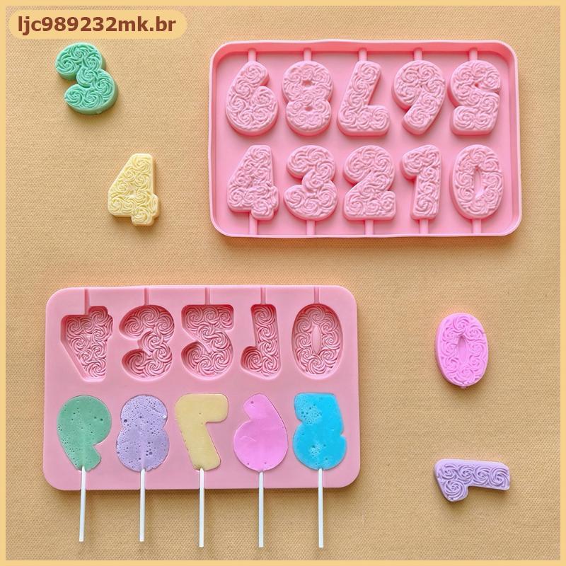 [MYBR] Molde De Silicone Para Fazer Velas Com Número De Aniversário DIY , Decoração De Bolo Rosa , Reutilizável , Não St