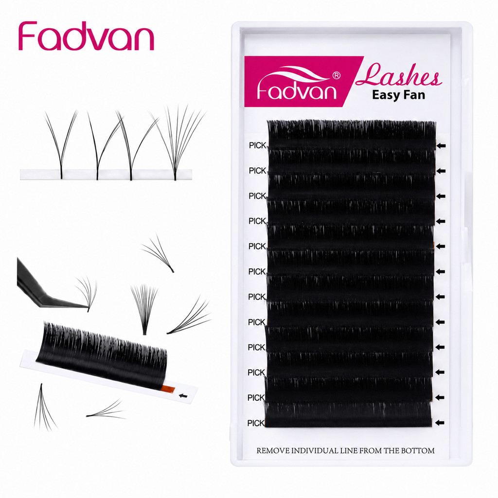 Cílios Fadvan Auto Fan 8-14 Mix Volume Russo Fio A Fio Mix Mega Alongamento Extensão De Cilios