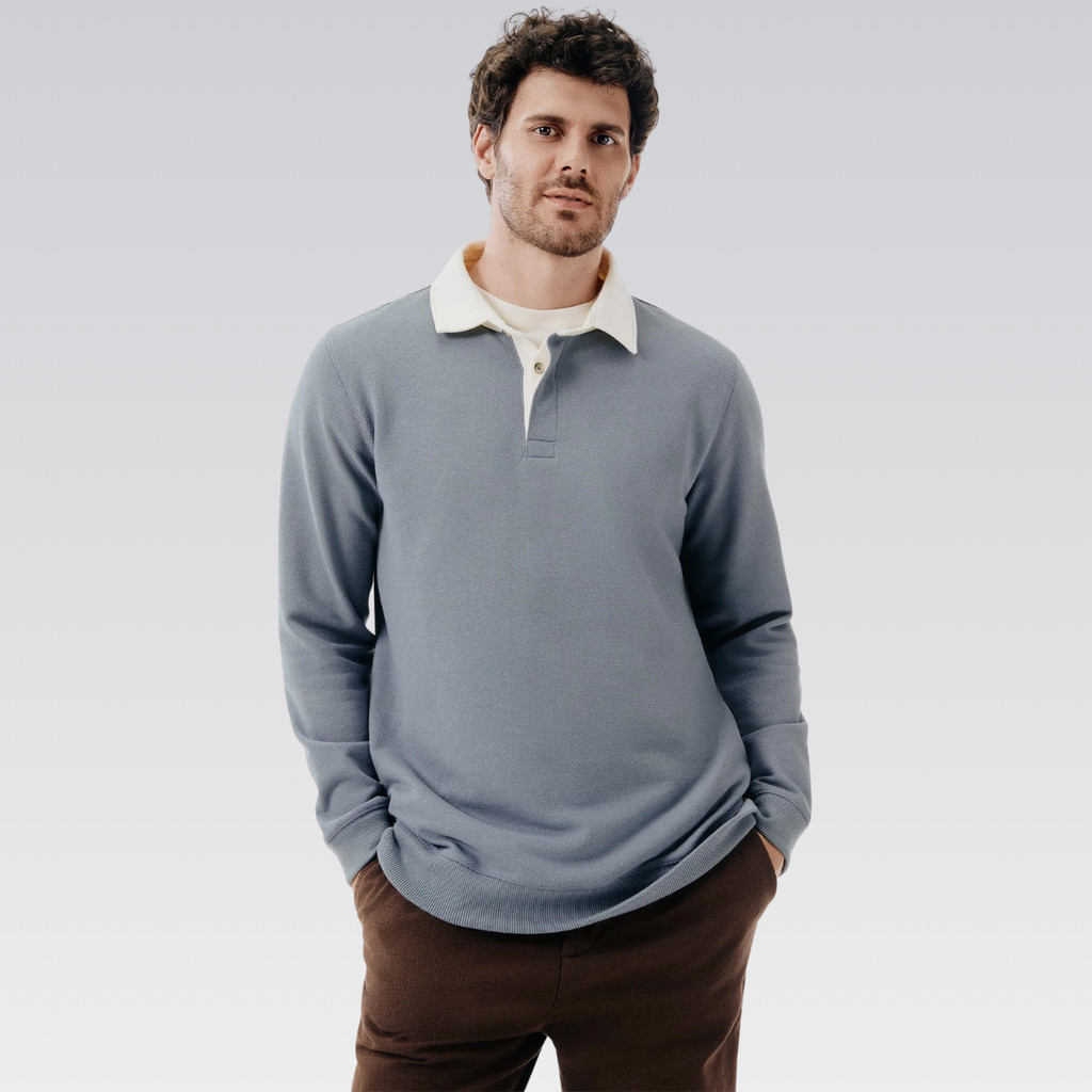 Blusão Polo Masculino Hering Moletom Macio Comfort Botões