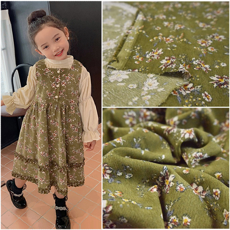 Elegante outono perfumado verde Floral veludo tecido Cheongsam saia calças jaqueta tecido superior inverno feminino fino