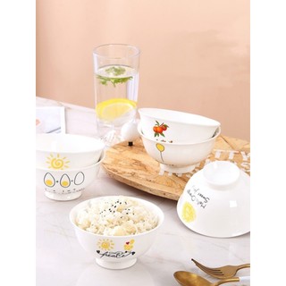 Ins Nordic casa cerâmica utensílios de mesa 4.5-Polegada tigela alta Anti-escaldante tigela de arroz microondas comer ti