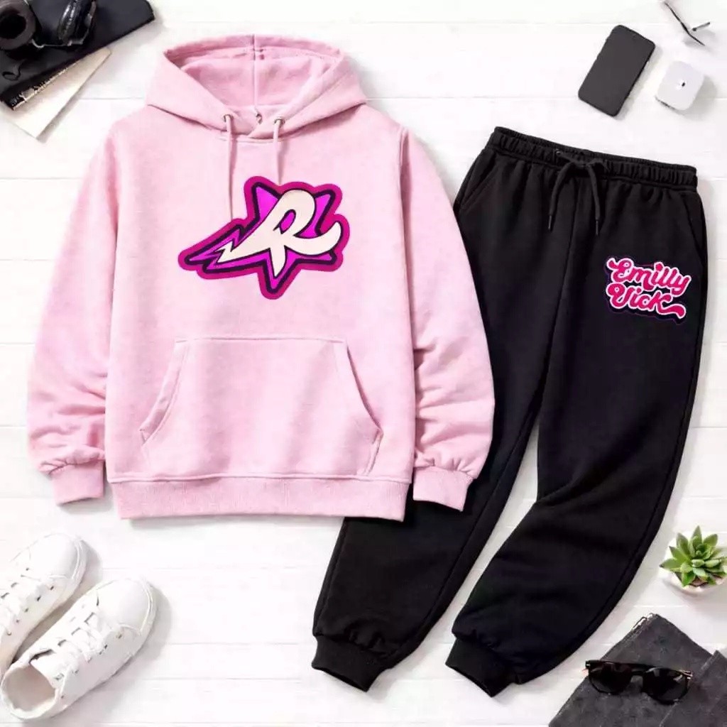 Conjunto de Moletom Infantil Estampado Calça e Blusa Abrigo Inverno tamanho 2 ao14
