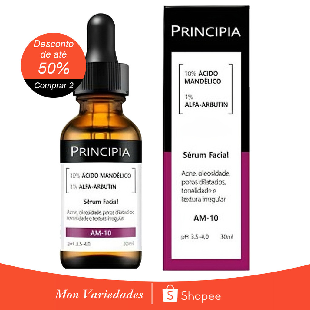 KIT1/3 Sérum Principia com 10% Ácido Mandélico: Esfoliação Suave, Clareia Manchas e Acne