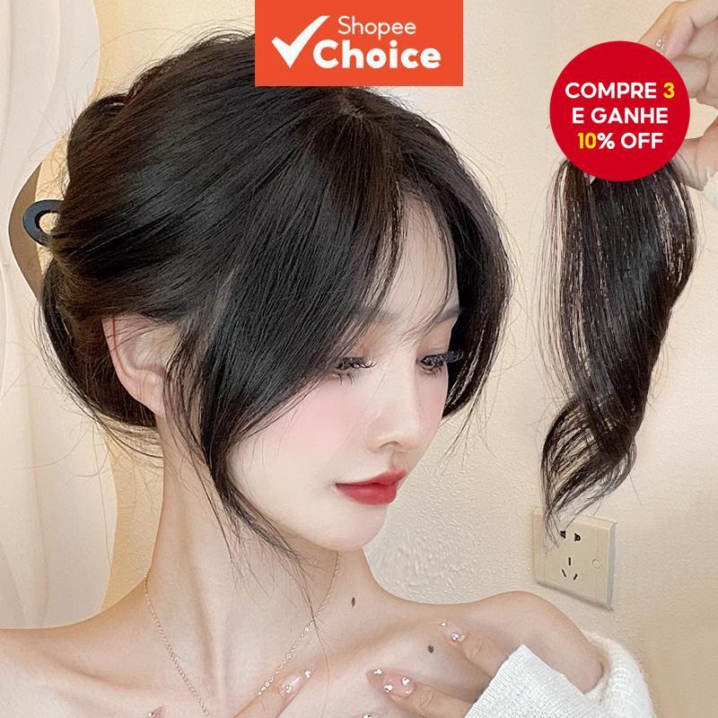 Peça De Peruca De Franja Fofa-Extensão De Cabelo Sem Costura Invisível Para Mulheres Clipe Lateral Da Moda