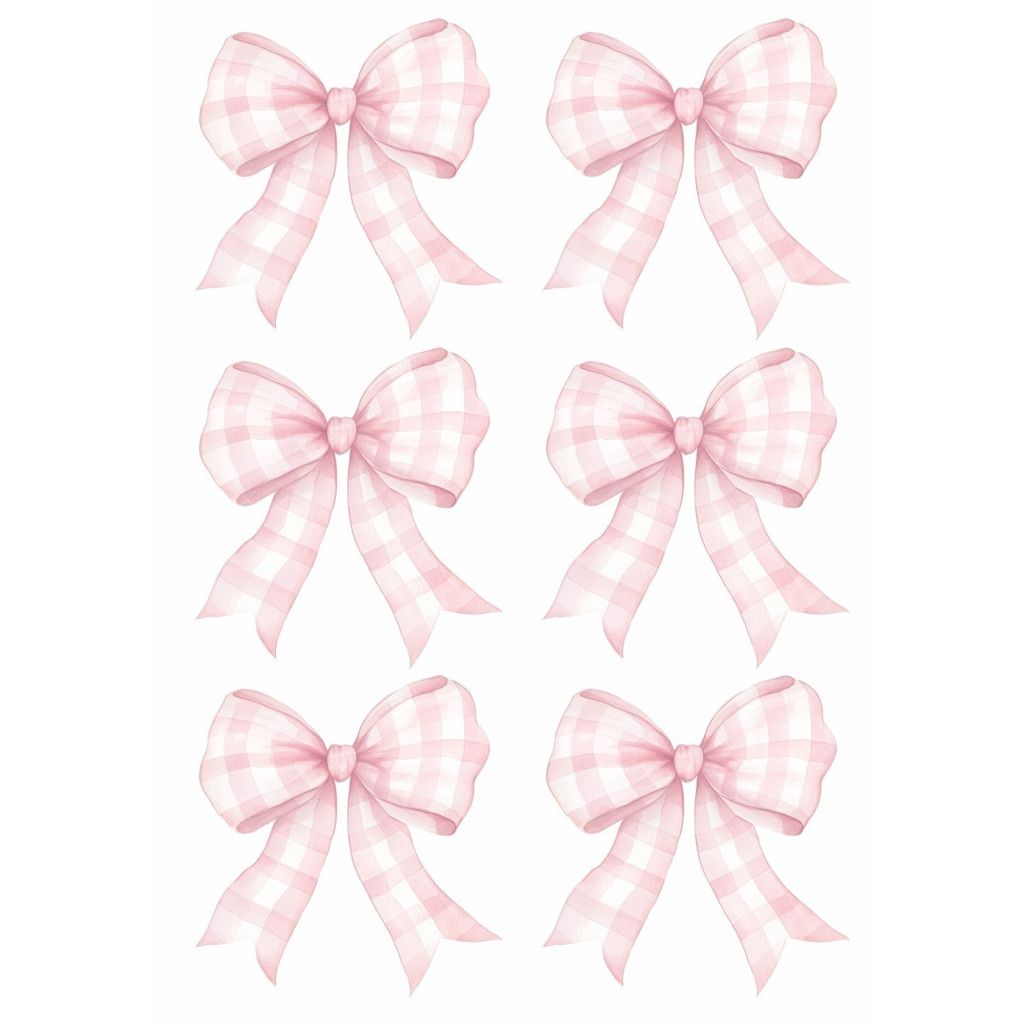 Decalque Hidro Transfer - Laço xadrez rosa