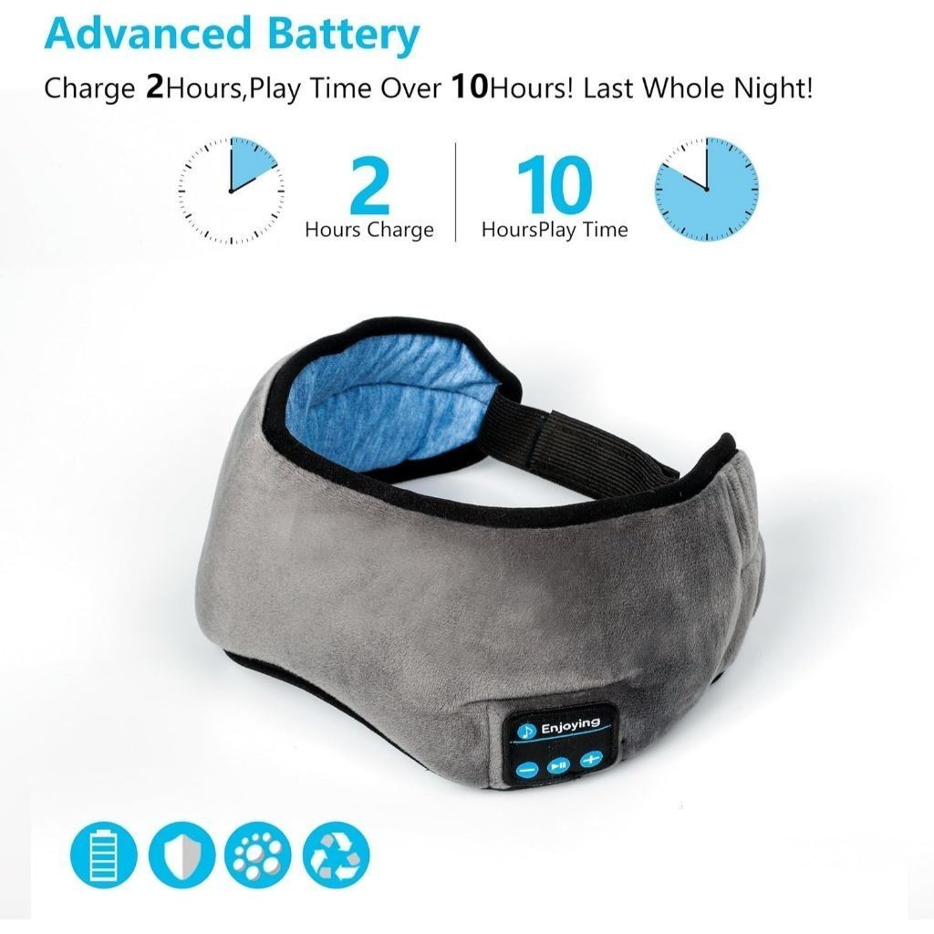 Fone Bluetooth Sem Fio + Máscara de Dormir – Combo Perfeito para Sono Profundo e Relaxamento Noturno