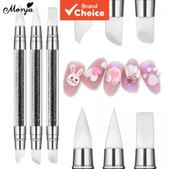 Pincel de Arte de Unhas de Silicone Monja para Gel UV, Caneta de Modelagem 3D em Poli, Escultura em Relevo, Pontilhado,