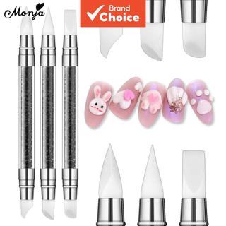 Pincel de Arte de Unhas de Silicone Monja para Gel UV, Caneta de Modelagem 3D em Poli, Es…