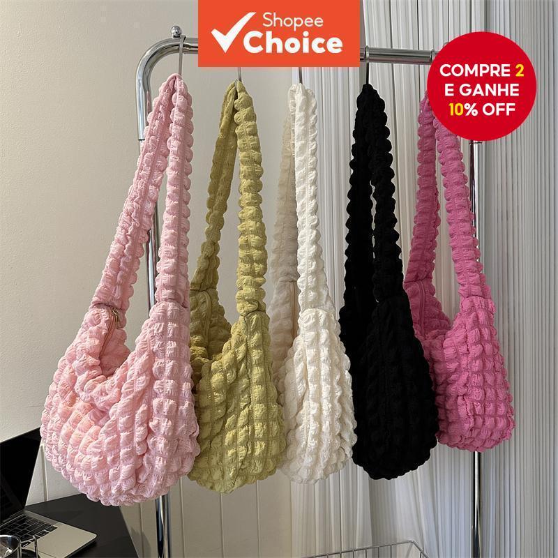 Bolsa De Nuvem Plissada Coreana Nas Axilas Ombro Sólida Fofa em Oferta na Shopee