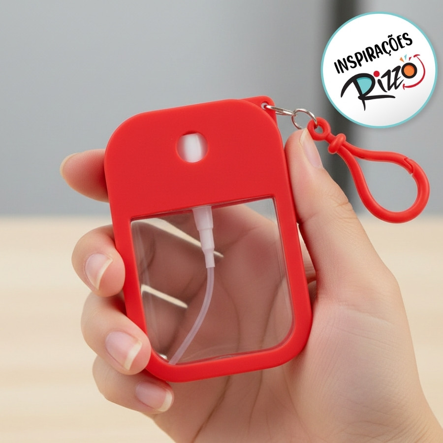 Frasco Spray Portátil Macaron Cartão com Capa de Silicone e Gancho - 50ml - Vermelho - 1 unidade - Rizzo em Oferta na Shopee