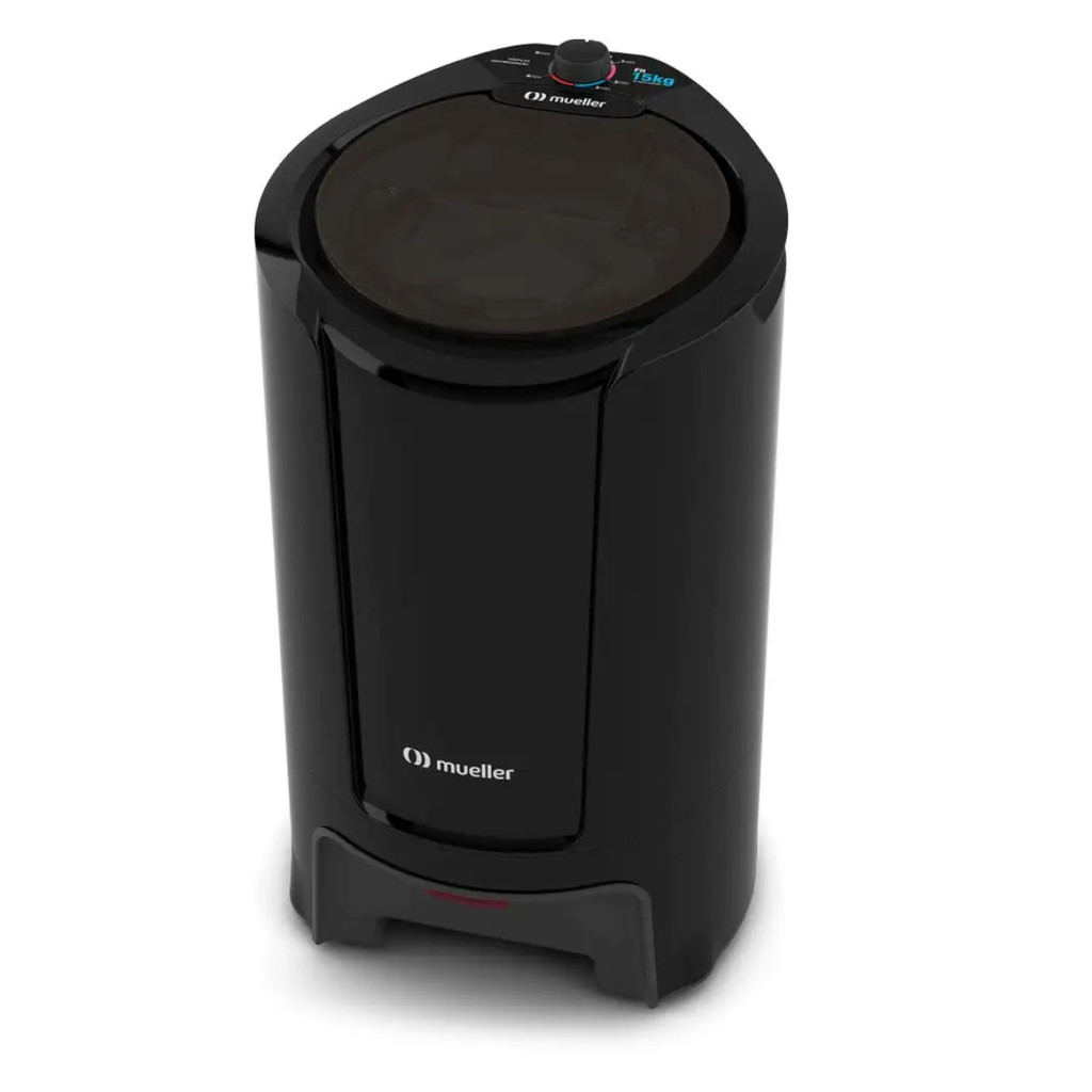 MINI CENTRIFUGA DE ROUPAS MUELLER FIT 15KG DUPLA TAMPA 127V PRETA