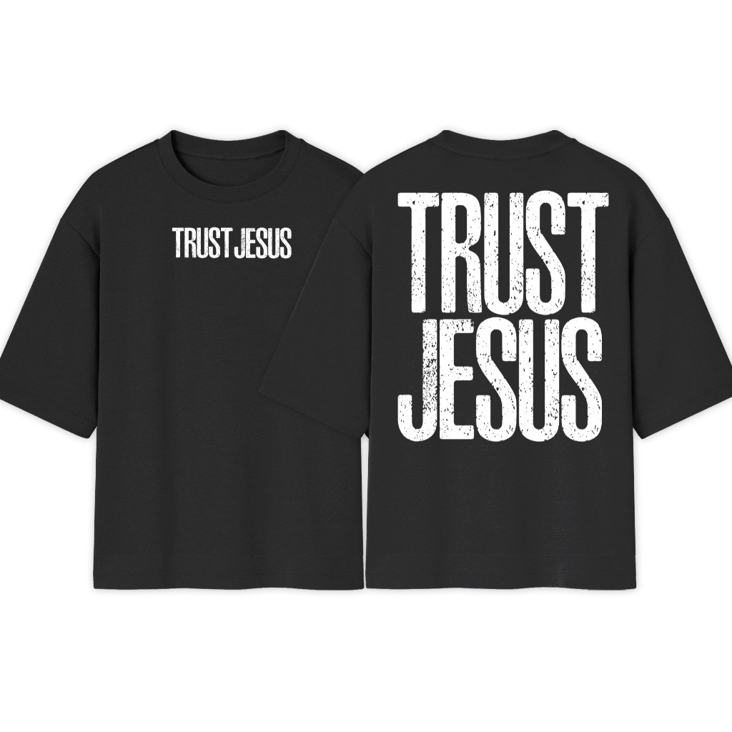 [Camiseta Premium em Algodão Puro]CC Camiseta Oversized Estampada Trust Jesus Lançamento
