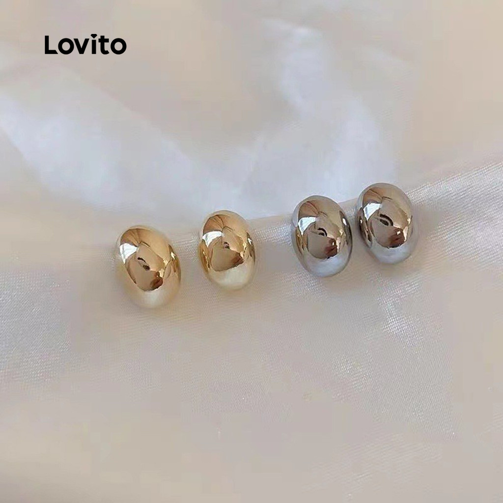 Lovito Brincos Elegantes de Novo Estilo LFA105162 em Oferta na Shopee