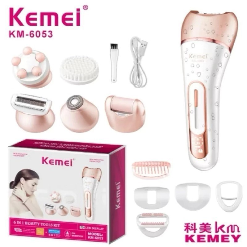 Kemei Depilador 6053 Feminino Elétrico, Barbeador Feminino, Perna Corpo Depilação Depilador KM 6053 em Oferta na Shopee