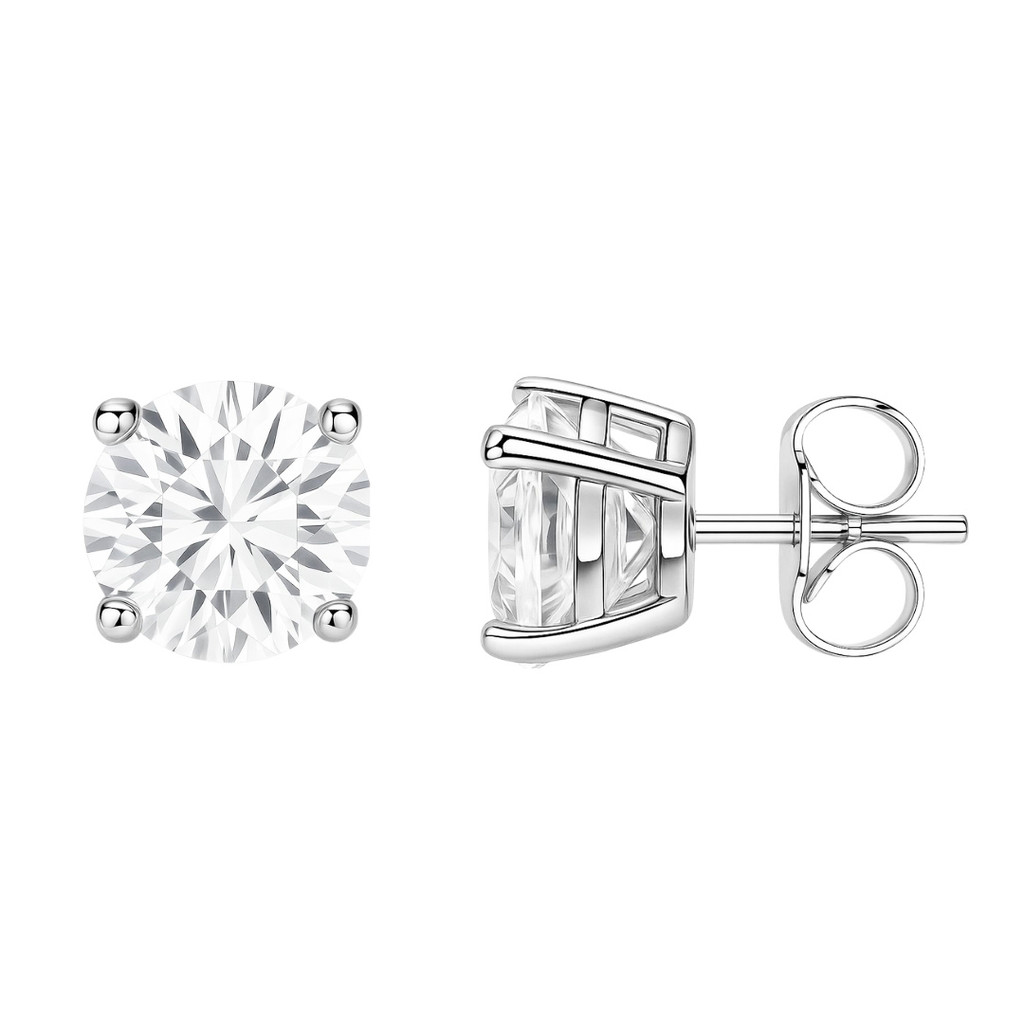 Brinco Redondo 6mm Moissanite Prata 925