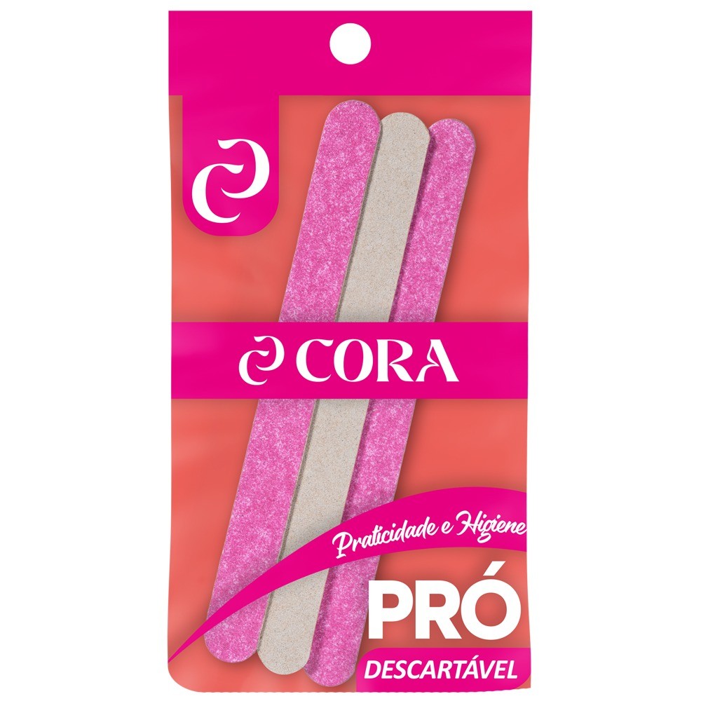 Descartável Cora Lixa de Unhas BIG Power Pink c/3un nº14