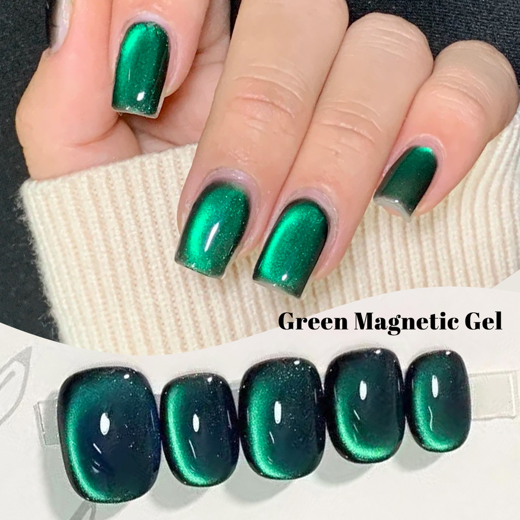 FOUR LILY 10ml Gel Magnético Verde Esmeralda Olho De Gato Textura Vidro Semipermanente UV/LED Brilhante Intenso