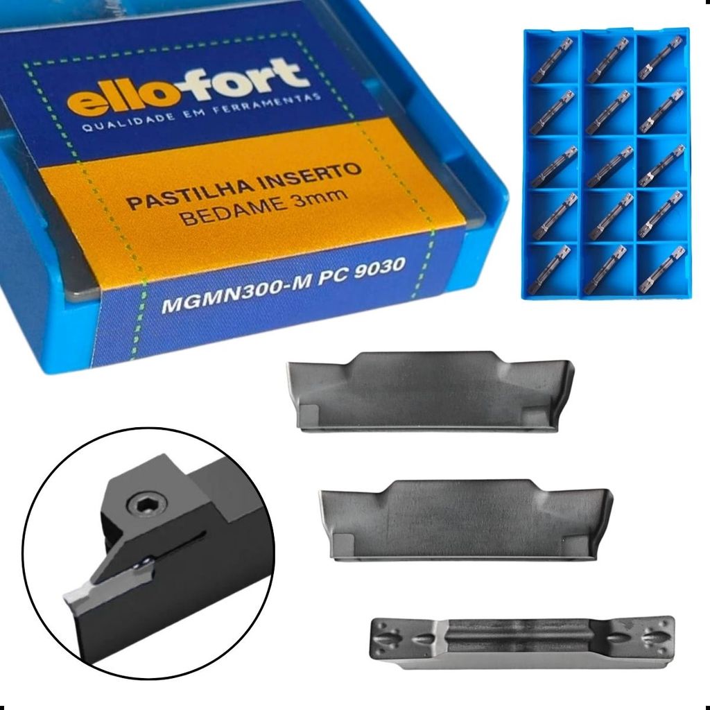 Jogo 20 Pastilha Para Torno Cnc Inserto Bedame 3mm MGMN300-M Desbaste Usinagem Profissional ELLOFORT