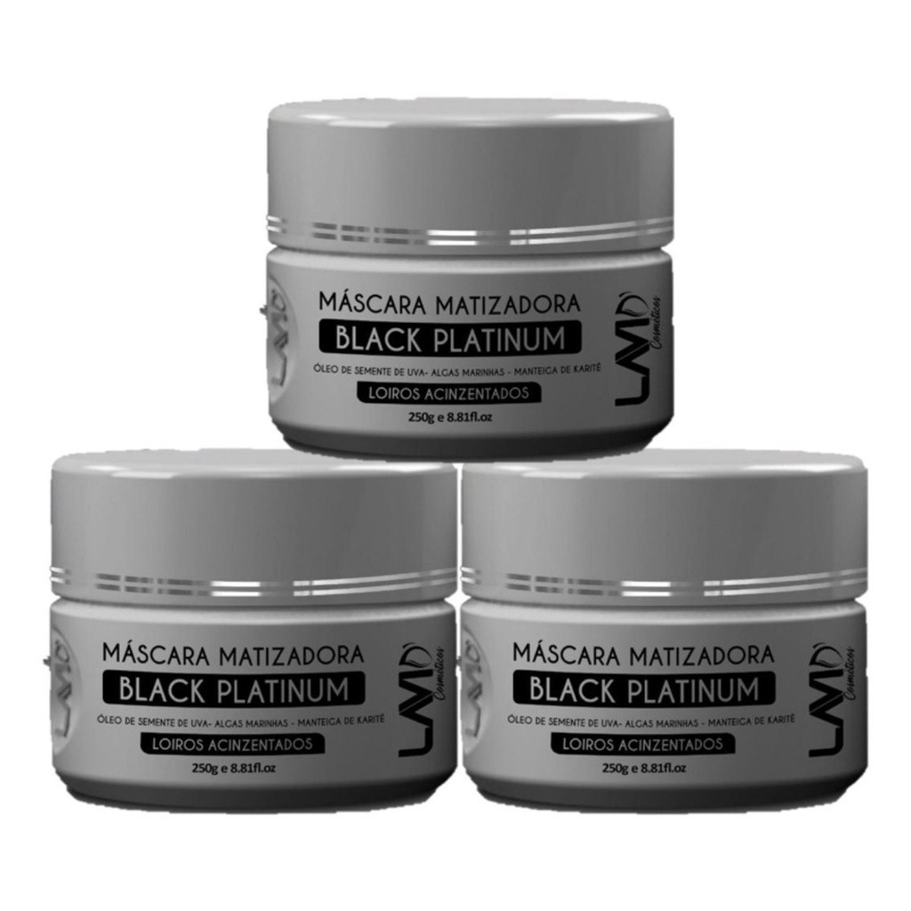 Kit C/ 3 Máscaras Matizadora Black Platinum Lavid' 250g em Oferta na Shopee