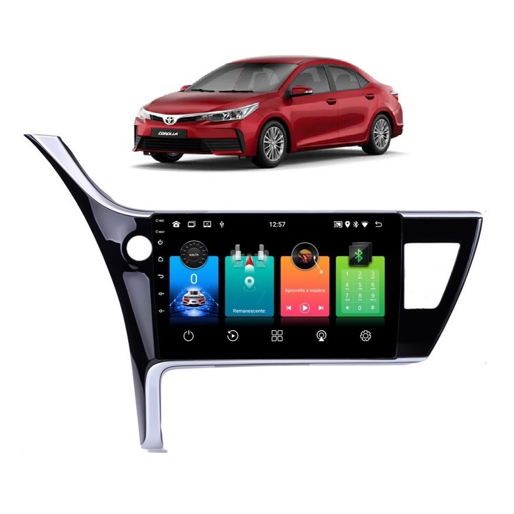 Kit Multimídia Corolla 2018 / 2019 Xei Altis Android 9 Pol 2/32Gb Carplay - Vision 8990CP