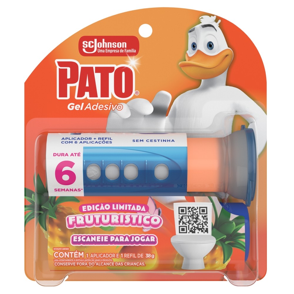 Desodorizador Sanitário Pato Gel Adesivo Futuístico Aplicador e Refil 6 Discos