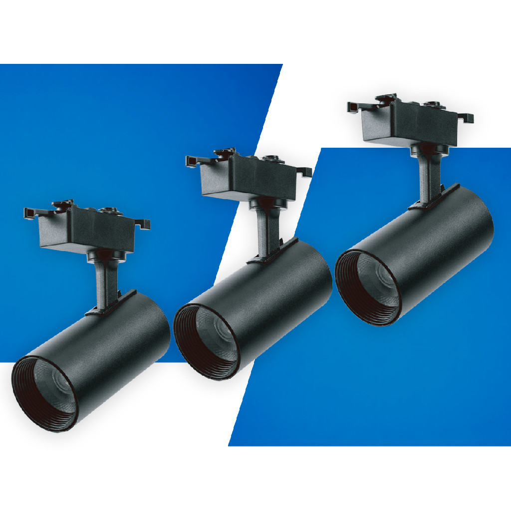 Kit 3 Luminária Spot Led Canhão Direcionado Para Trilho Eletrificado 7W 6500k Preto Cod:SEED000358-3 Seed
