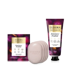 Combo Instance Ameixa e Praliné: Sabonete em Barra 4x80g + Creme de Mãos 30g