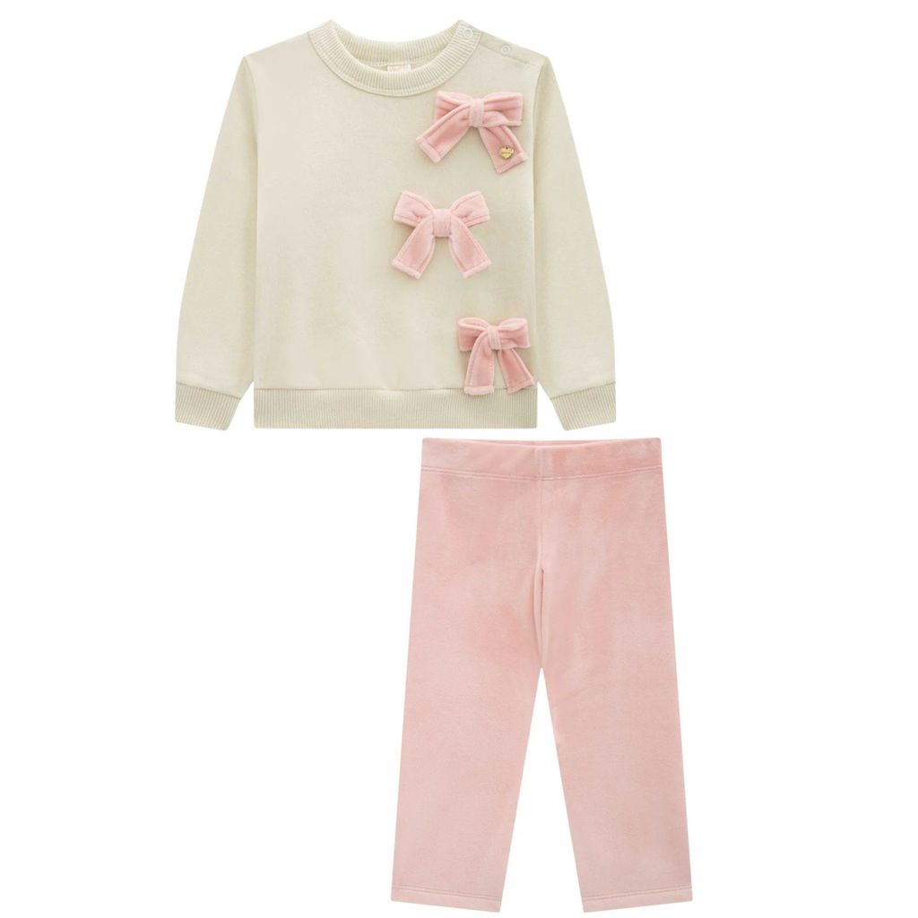 Conjunto Menina Bebê Blusão Moletom e Legging Veludo Infanti