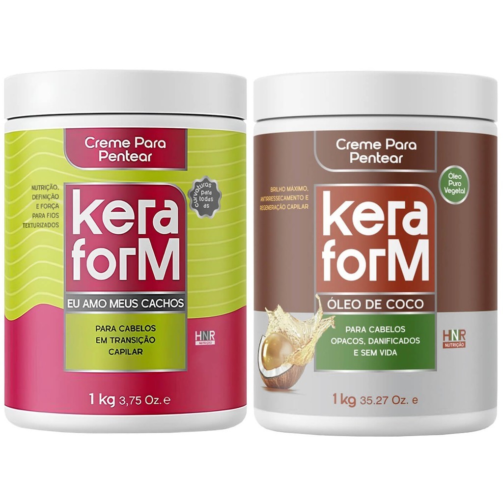 Combo Skafe Keraform 1kg: amo Meus Cachos e Óleo de Coco - Hidratação Profunda e Brilho Máximo