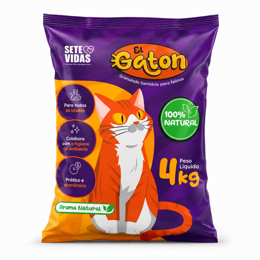 Areia Higienica Gato El Gaton 4kg 100% Natural Alta Absorção