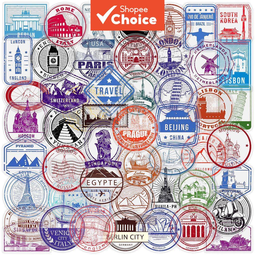Vintage Cidade Viagem Carimbo Postal Ins Estilo PET Adesivos 5x50 Pçs Bonitos Para Mesa Bagagem Carro Graffiti Decoração
