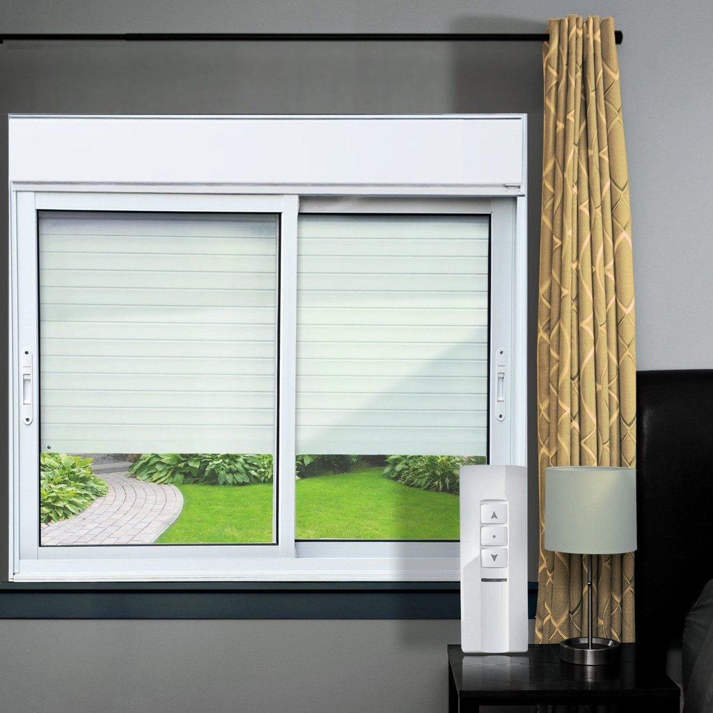 Janela Elite 2 Folhas Moveis com Persiana Integrada Correr com Motor e Controle Remoto 120 X 200 Vid Branco