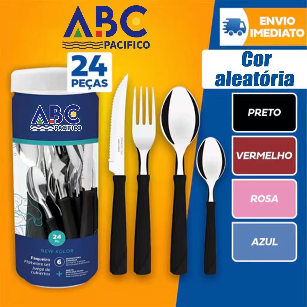 Jogo De Talheres Faqueiro  Aço Inox  24 Peças