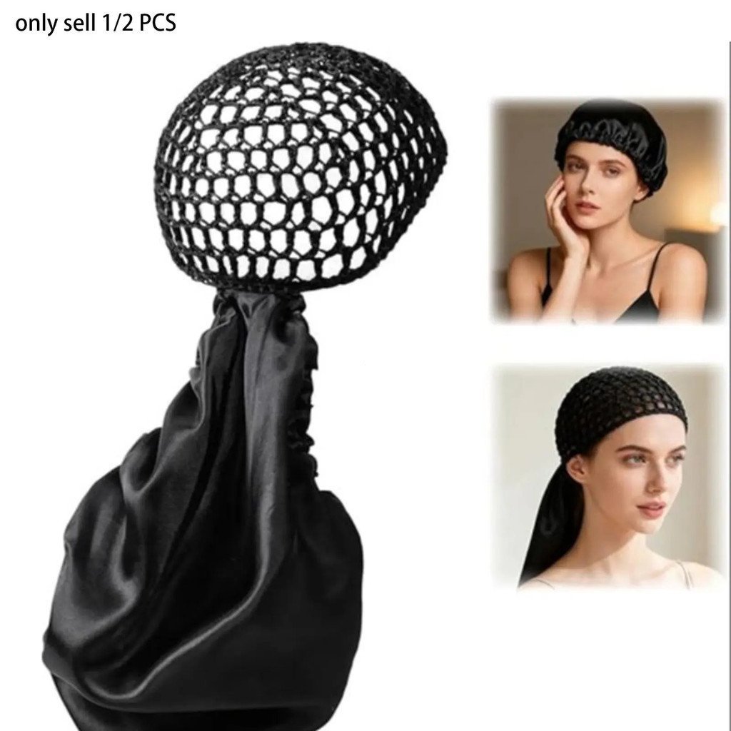 Touca 2 em 1 Reversível com Faixa Ajustável para Cabelo, Touca de Seda para Penteado, Nova Touca de Cetim para Dormir, F