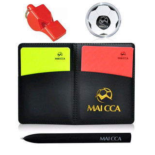 Estojo para cartões de árbitro de futebol com caneta, cartão vermelho e amarelo, apito, conjunto de cadernos e carteira 