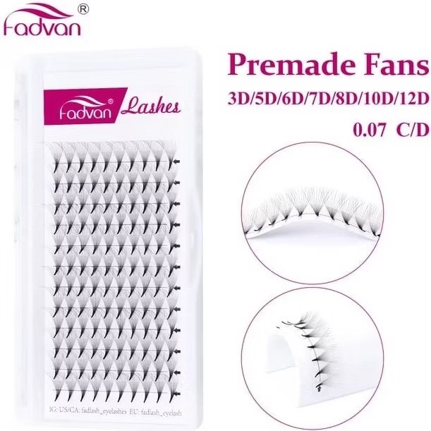 Cílios Fadvan Fan Pronto Volume Russo Mix 8-14mm Alongamento Extensão De Cílios Tufo Tufinho.