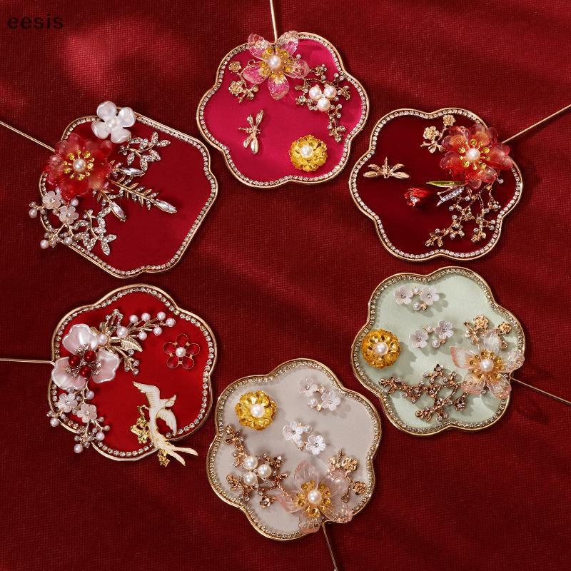 eesis Chinês Retro Bom Lu Ventilador De Casamento Portátil Flor Com sels Antigo Delicado Pingente Presentes KL
