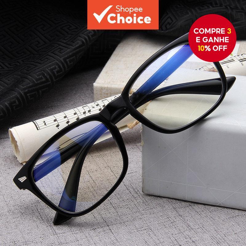 Óculos Retro Unisex de Proteção Contra Luz Azul, Moda, Anti-Radiação com Lentes Planas.