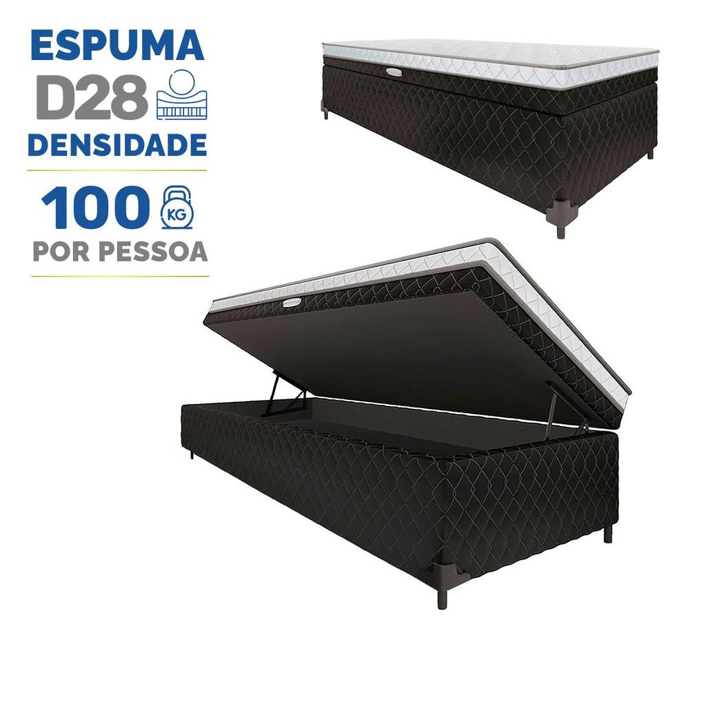 Cama Box Baú Conjugada de Espuma D28 Nappoli Solteiro 88cm em Oferta na Shopee