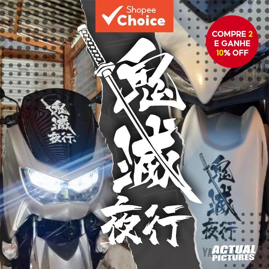 Adesivo Reflexivo Para Motocicleta , Decalques JDM Condução Noturna Demon Slayer Motos
