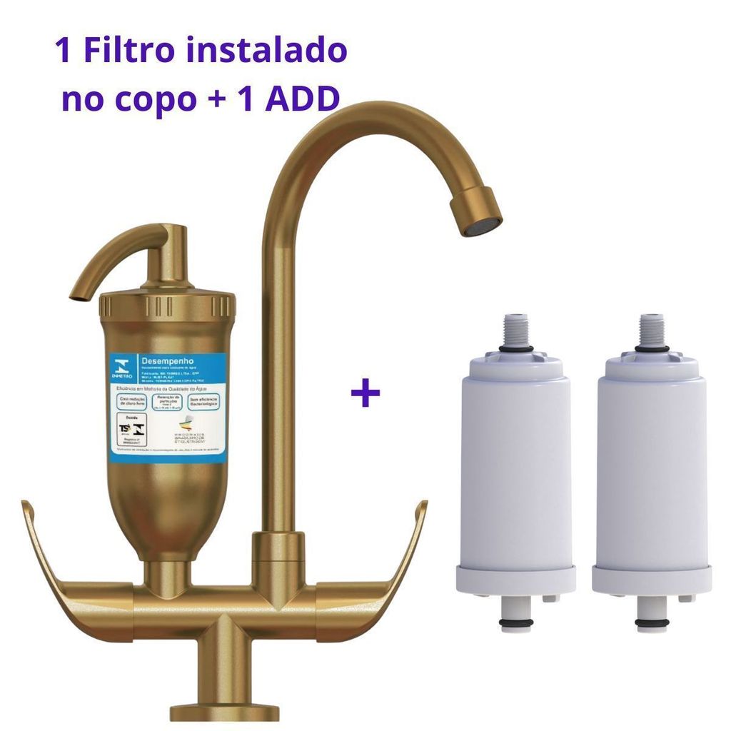Torneira Filtro Cozinha Bancada ABS 1/4 de Volta Gold 2168 Monoc + 1 Vela Extra