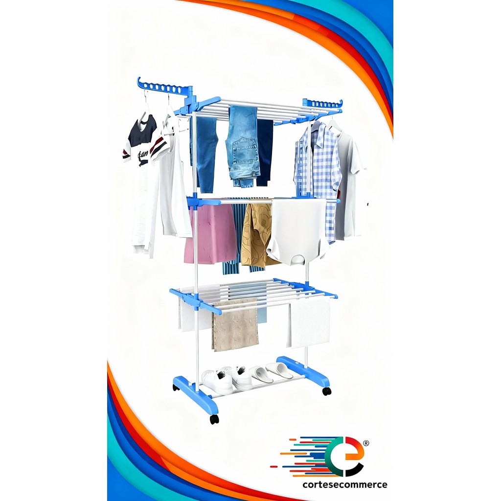 Varal De Chão Roupa Calcinha Grade 3 Andares Dobrável Portátil