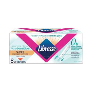 Absorvente Interno Libresse com Aplicador Compacto Pure Sensitive Super com 8 Unidades em Oferta na Shopee