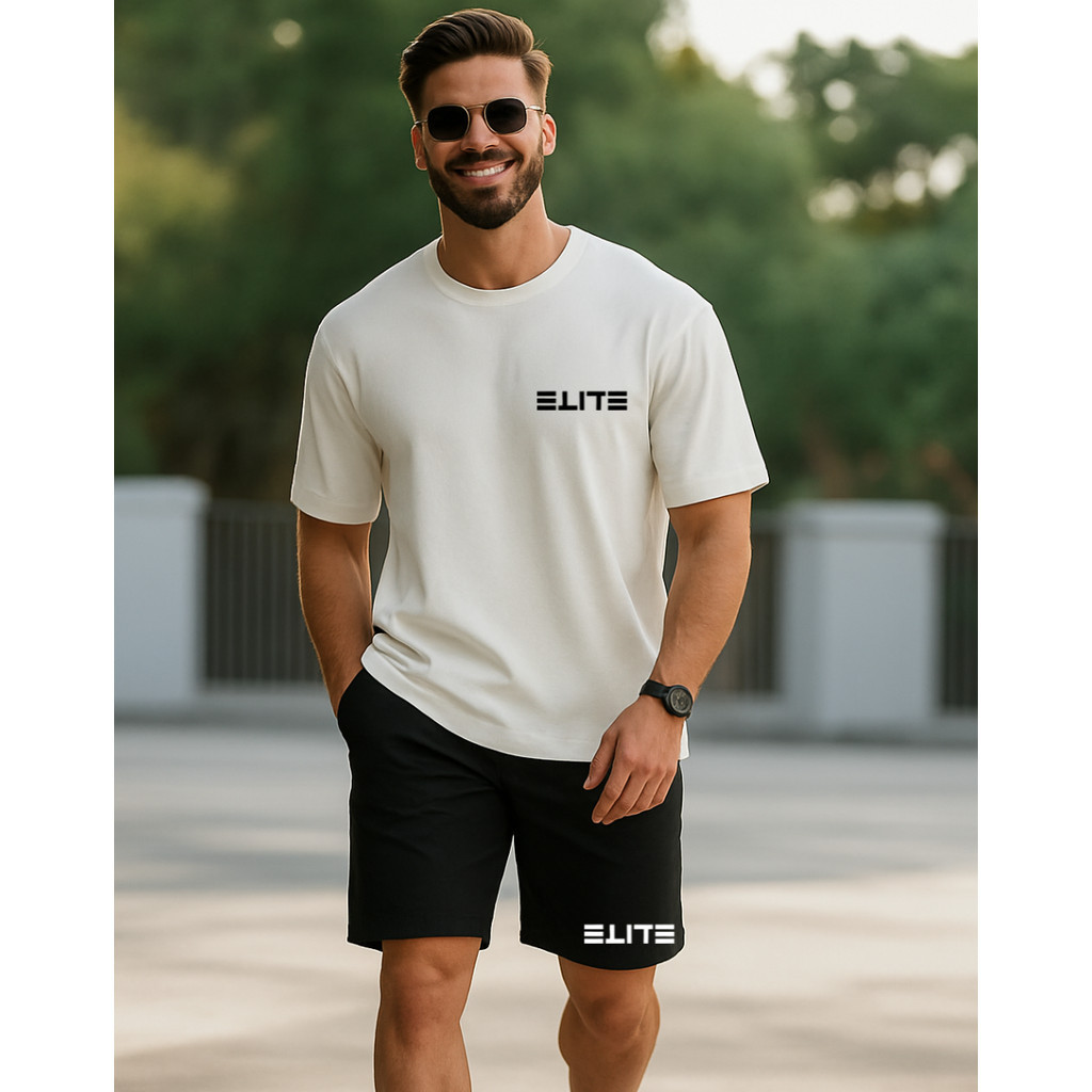 Conjunto Camiseta Short Tactel 3 Bolso Confortavel Camisa Casual Dia Dia Treino Academia Estampada Elite Envio Imediato