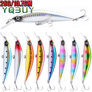 Pesca 25.5G/10.7CM Afundando Minnow Isca De Grande Tiro Longo Dura Olhos 3D Com Gancho De Sangue