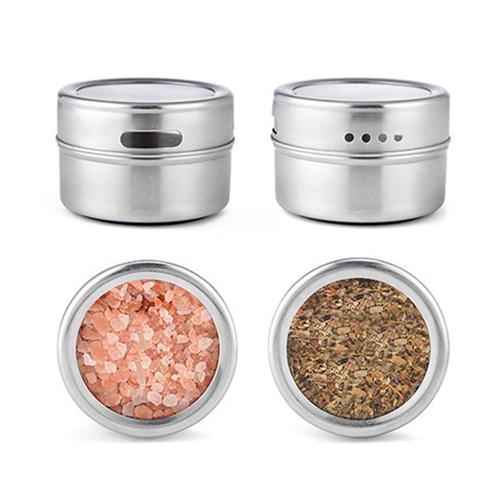 Kit Porta Temperos Inox Magnético com Visor Transparente – Potes Herméticos Porta Mantimentos Cozinha Organização