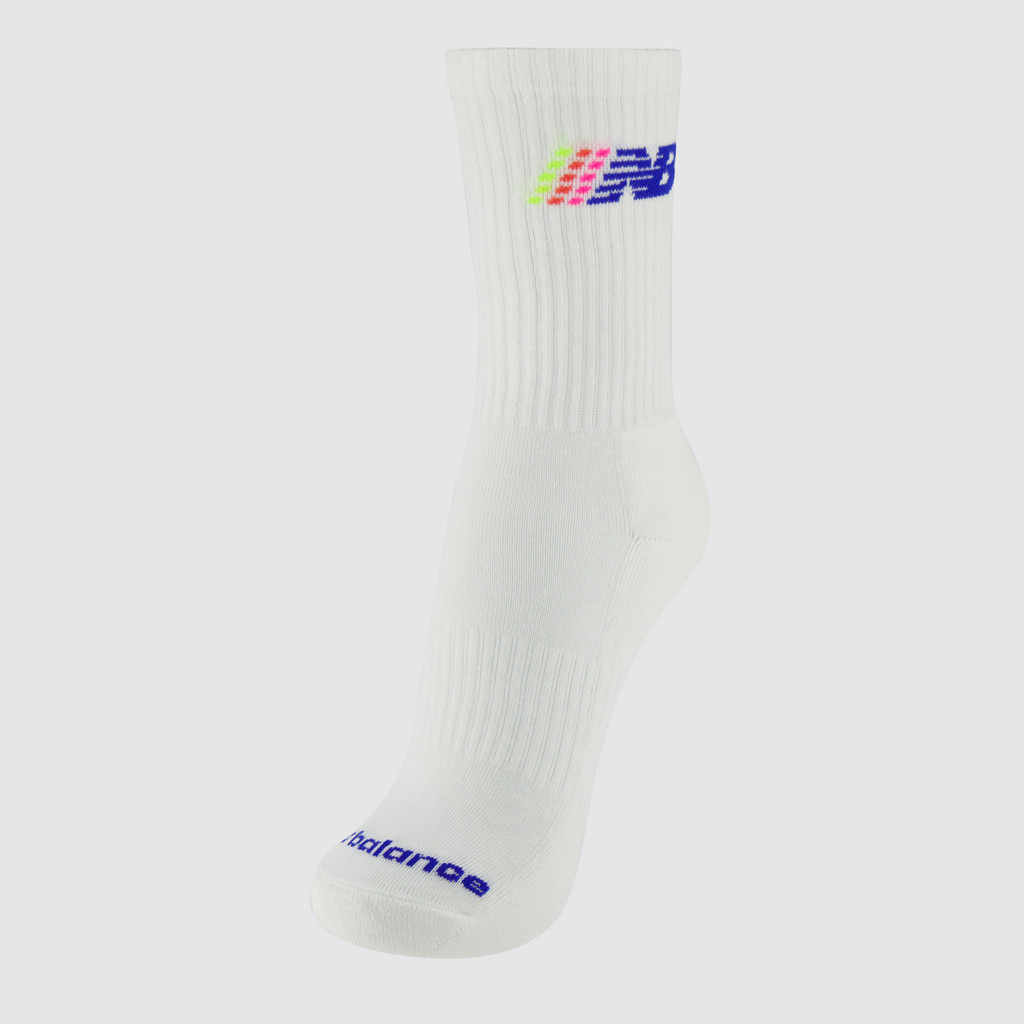 Meia New Balance Cano Alto Graphic Feminina Off White e Azul em Oferta na Shopee