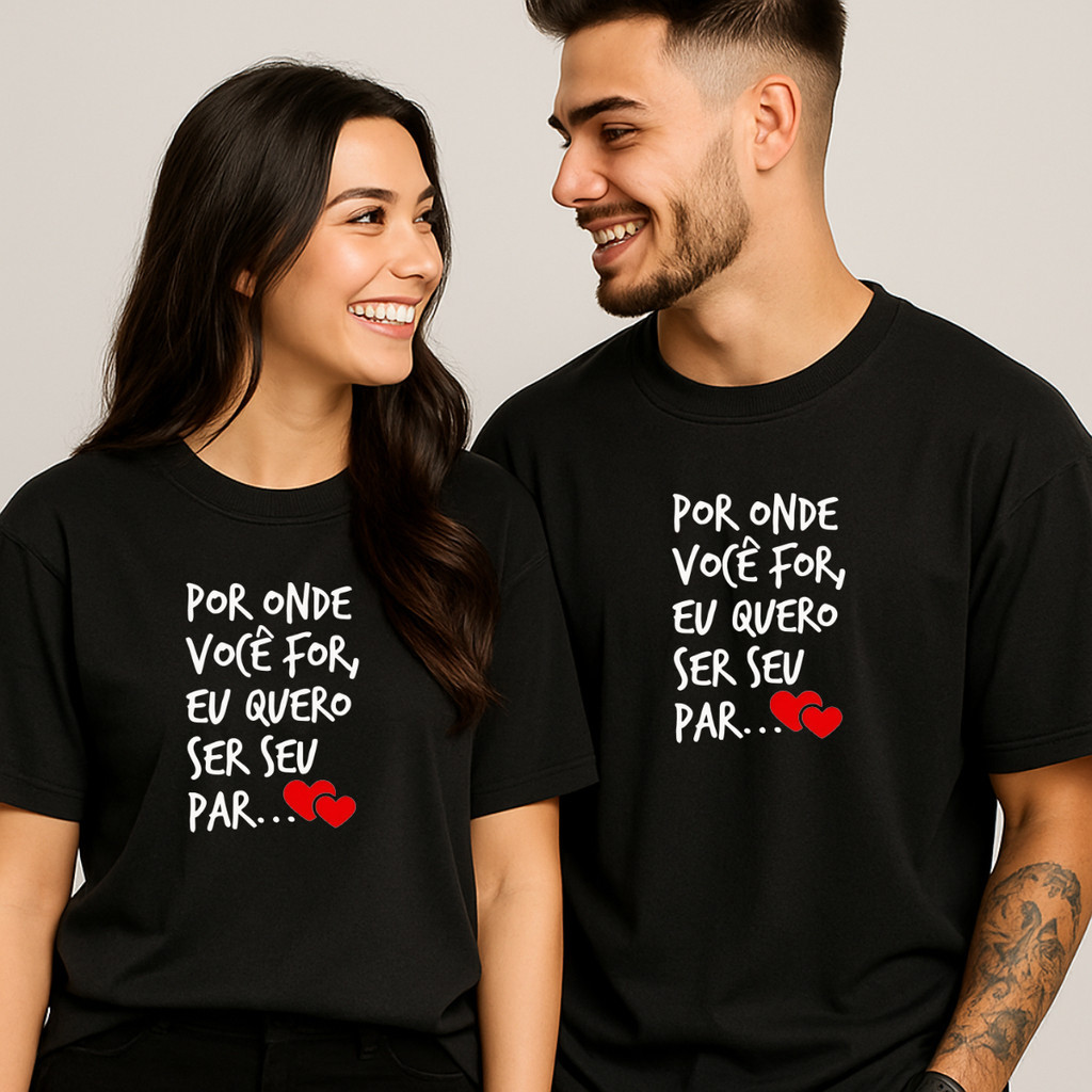 Kit Casal Namorados 2 Camisetas Love Dia Dos  Seu Par Algodão Envio Imediato Bracol